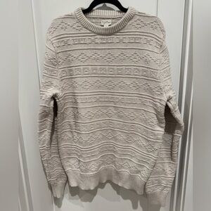 J. Crew Cable Knit Sweater cream fisherman style L classic prep nautical coastal